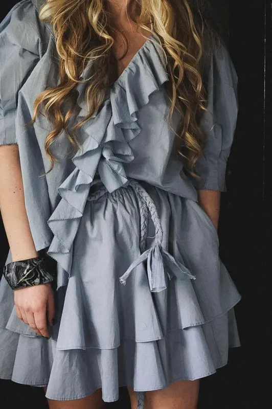 Frill Blouse - Breezy Blue