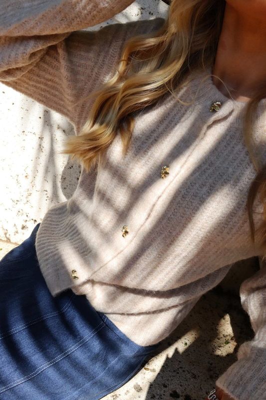 FRO O-NECK CARDIGAN - IVORY
