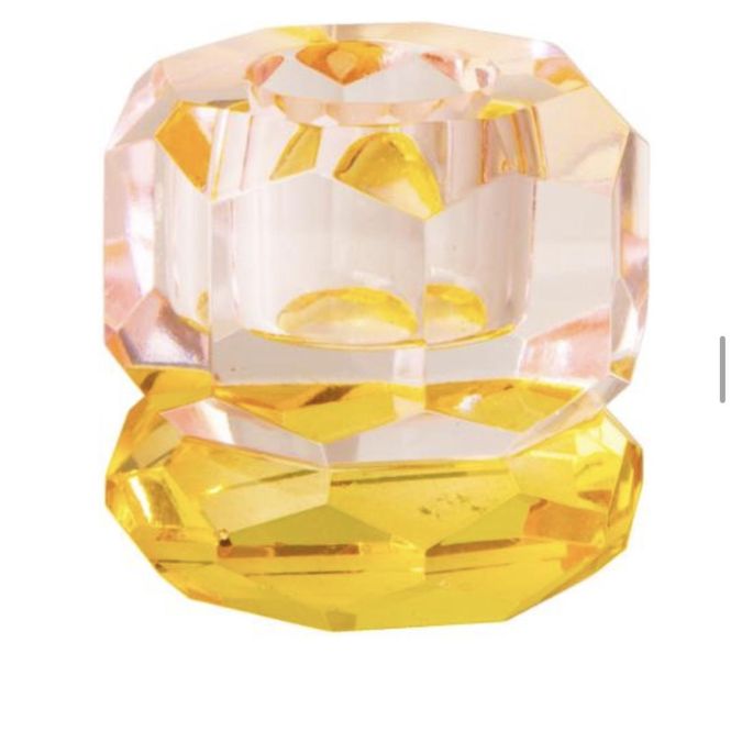 Hovedbilde Krystall lysestake yellow pink 2