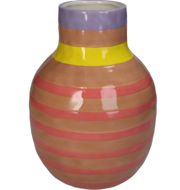 Hovedbilde Vase Stripe Pink 18x18x25cm